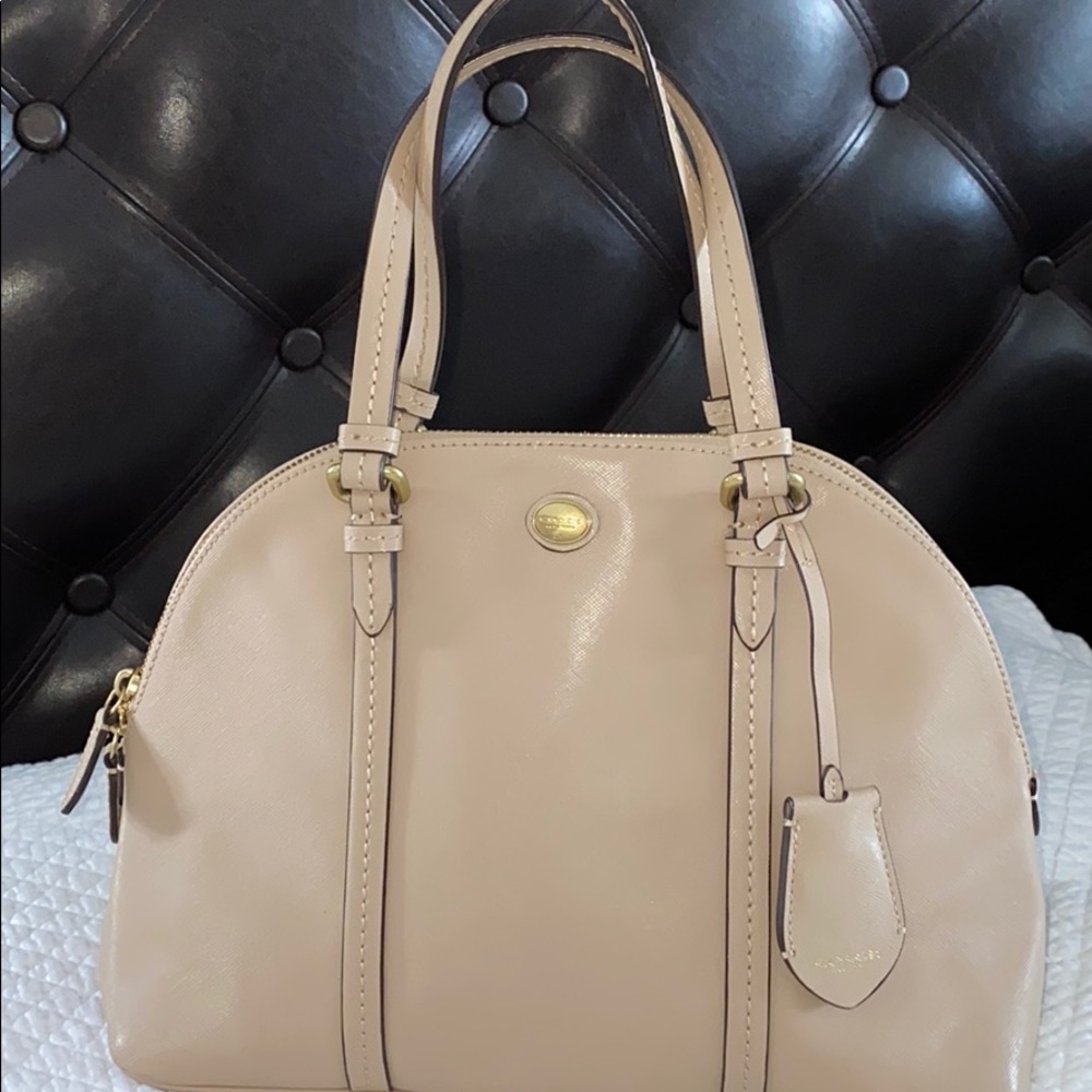 Coach Satchel Handbag Purse Bag Taupe